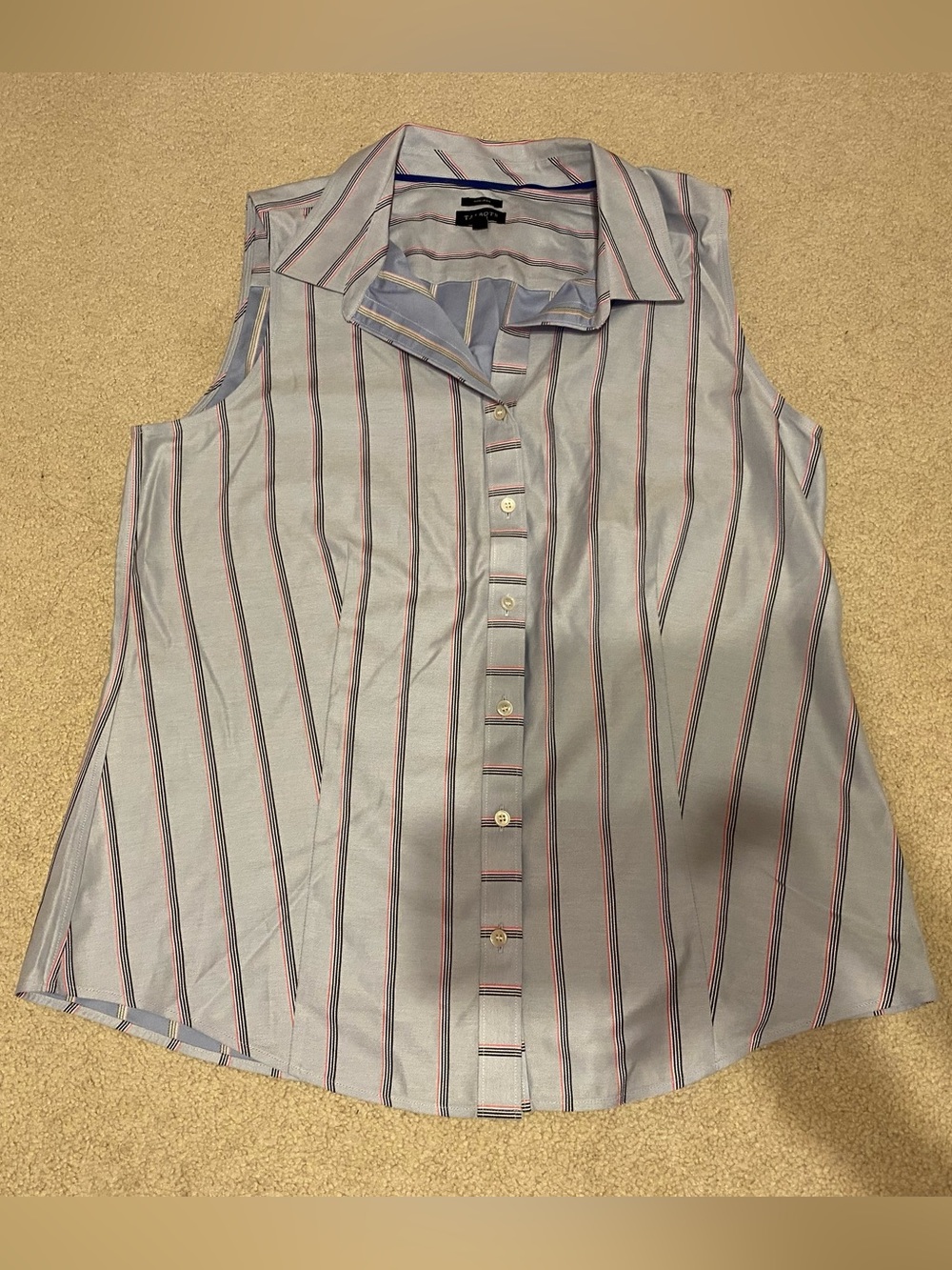 Talbots non-iron sleeveless collared button-up striped blouse, size 10
